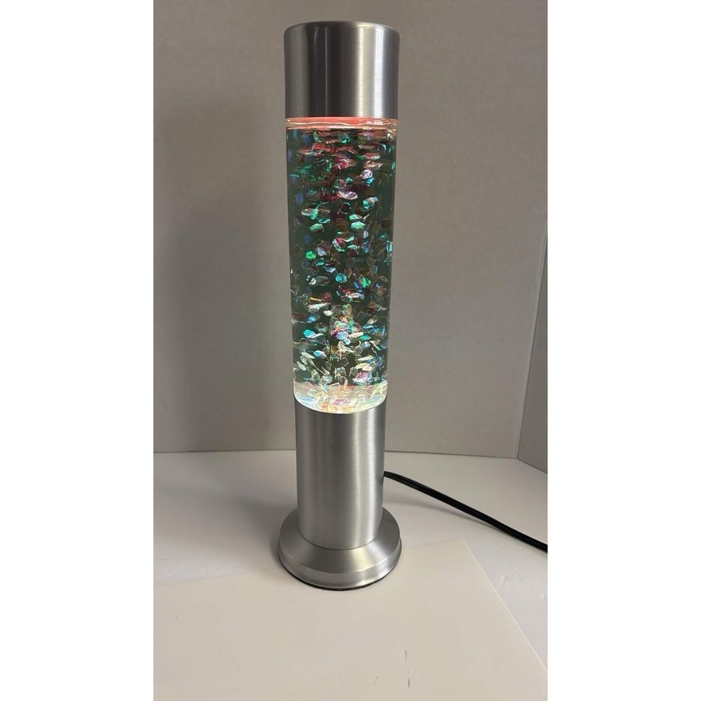 Vintage Silver Cylinder Glitter Lamp Rare Dated Aug 2000 KL-239